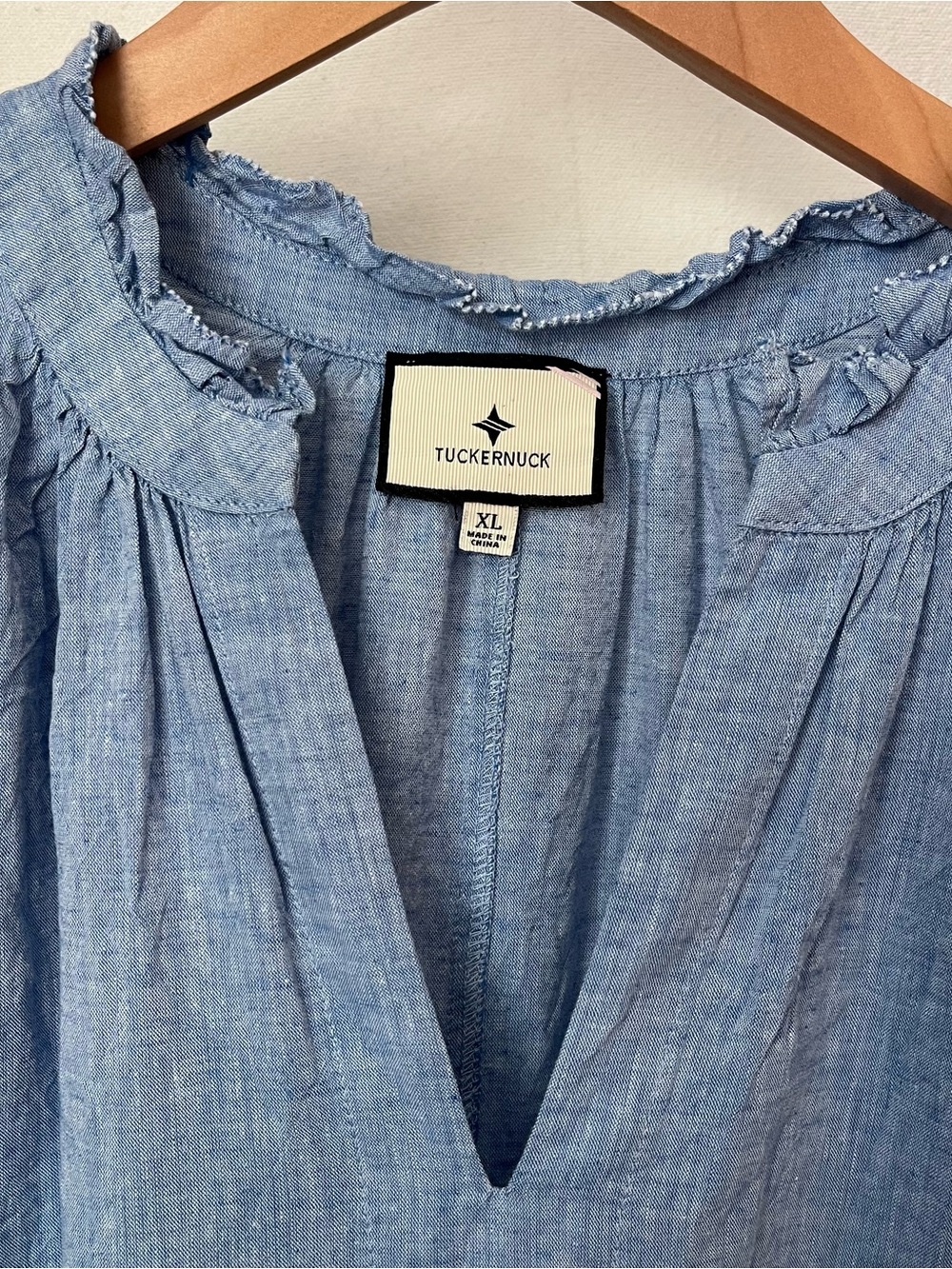 Tuckernuck Chambray Crawford Dress Cotton & Linen Short Sleeve Size XL - Picture 10 of 10